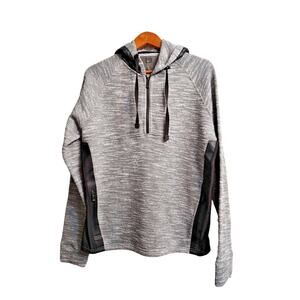 Blanc Noir Men's Grey Black Hoodie Pullover 1/4 zip zipper pouch cell Size XL